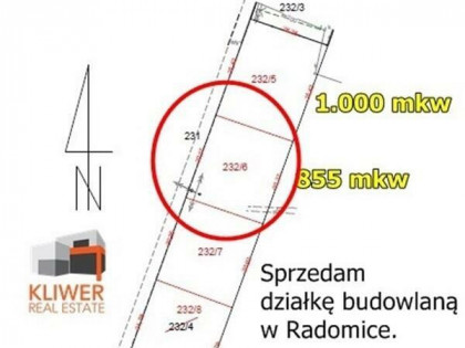 Morawica / Radomice. Sprzedam działkę budowlaną 855 mkw