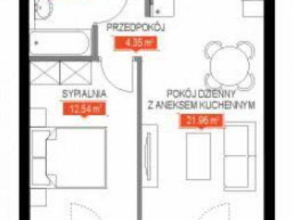 2-Pokojowe Mieszkanie 45.09 m2, H 2.71m, Ursynów