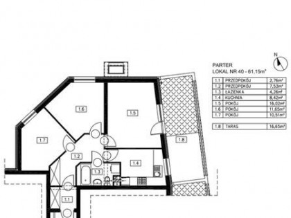 Mieszkanie 3 pokojowe 61,15 m2