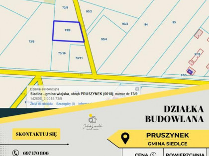 Pruszynek 9km od Siedlec - działka budowlana