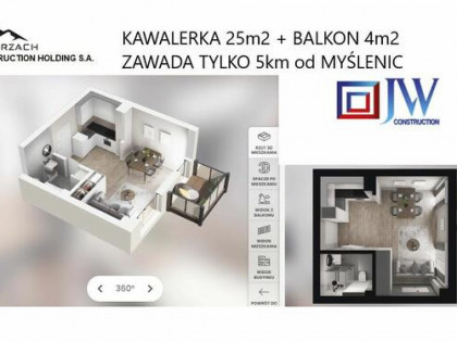 APARTAMENT ( KAWALERA ) 1 pok. 25.11M2 + balkon 3,8M2 NA WZ