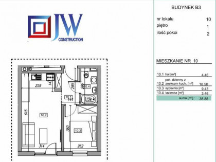 APARTAMENT 2 pok. 35,85m2 NA WZGÓRZACH - ZAWADA k. MYŚLENIC