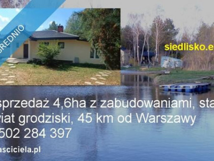 Posiadłość 4,6ha z zabudowaniami, stawem, blisko Warszawy