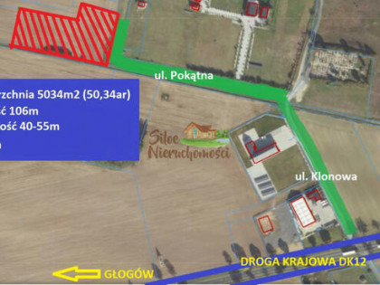 Działka przemysłowa Wilków gm. Głogów, Pokątna