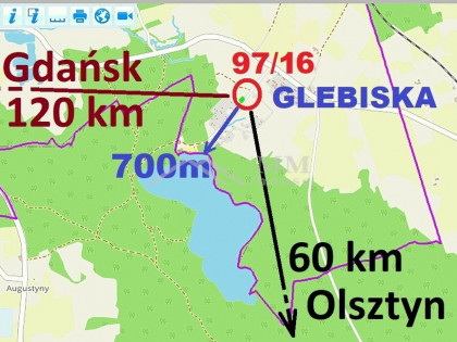 Działka rekreacyjna k. jeziora na Warmii, 1085m2