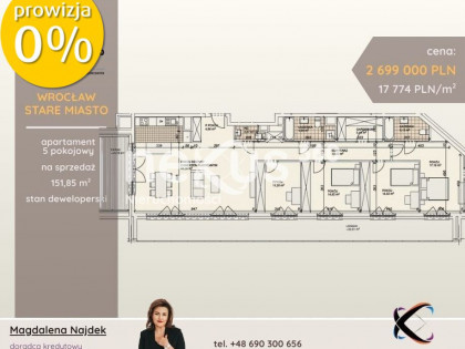 Apartament 5 pokoi, loggia, taras