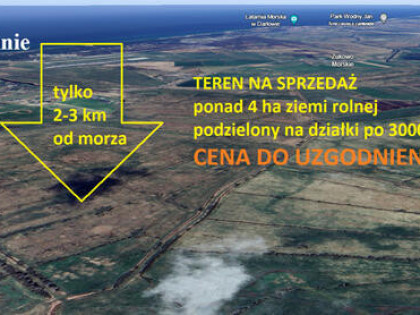 Teren 3 km od morza, Bobolin, Dąbki pod Darłowem