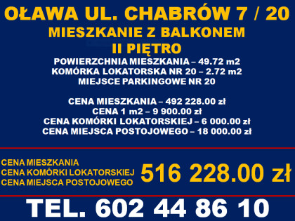 Oława sprzedam nowe mieszkanie 2 pokoje plus kuchnia