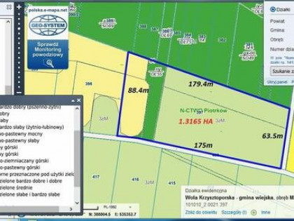 Działka rolna z lasem 1.32 HA Mąkolice Wola Krzysztoporska