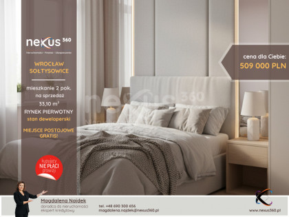 2 pokojowe mieszkanie, miejsce postojowe gratis!