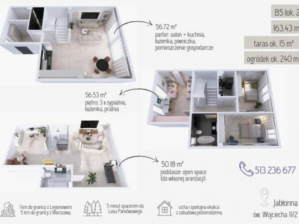 PROMOCJA - 3 kondygnacje użytkowe - 163.89 m² - JABŁONNA