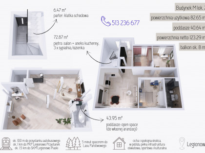 Gotowe, bezczynszowe, dwupoziomowe mieszkanie w Legionowie - 123 m²