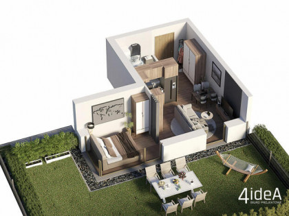 Dwupokojowa kawalerka z ogrodem.