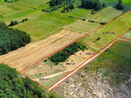 Działka budowlana w małej wsi przy lesie