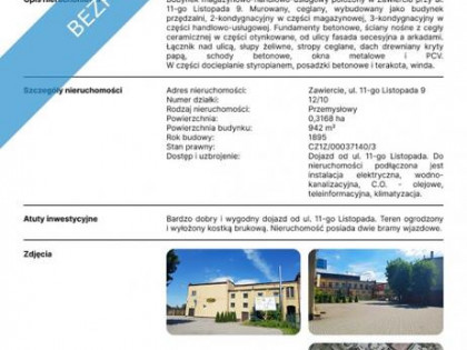 Budynek magazynowo-handlowo-usługowy położony w Zawierciu przy ul.  11-go Listopada 9.