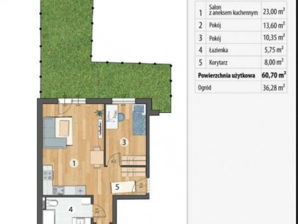 Piękne 3pok.mieszkanie z ogródkiem/w spokojnej okolicy/blisko Wrocławia