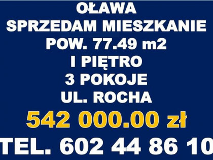 Sprzedam mieszkanie 3 pokojowe w Oławie przy ulicy ŚW. ROCHA