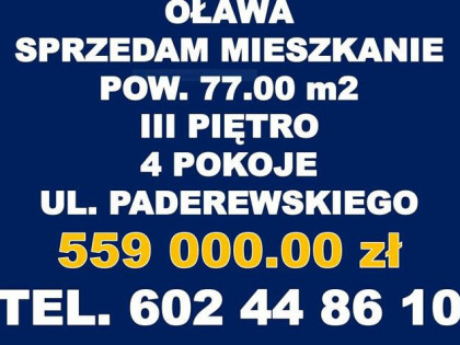 Oława sprzedam mieszkanie 4 pokojowe