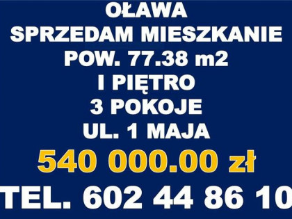 Mieszkanie Oława 3 pokoje_1 piętro_rozkładowe_parking_ogróde