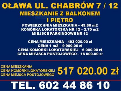 Mieszkanie Oława 3 pokoje-Ip-49,80m2-balkon-klimatyzacja