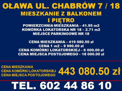 Oława sprzedam nowe mieszkanie 2 pokojowe z balkonem