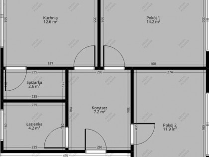 Mieszkanie na 1 piętrze, 2 pokoje, 49m, balkon, piwnica