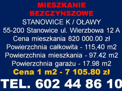 Sprzedam nowe mieszkanie 4 pokojowe z ogródkiem