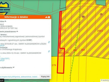 Działka budowlana Sobień gm. Aleksandrów Łódzki