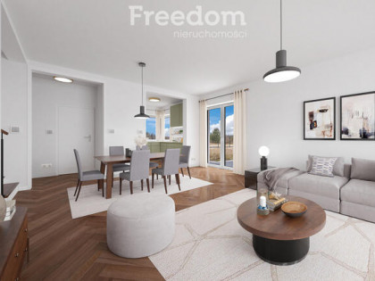 Dom bliźniak z garażem w otoczeniu natury