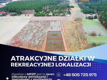 Działki letniskowe - 1 km od jeziora, 2 km od rzeki