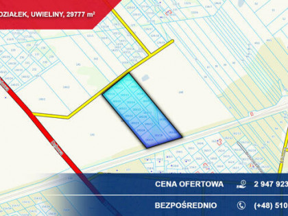 Kompleks 21 działek budowlanych 3ha Uwieliny z MPZP!
