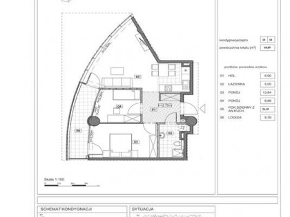 Apartament 3 pokoje z loggią w Hanza Tower