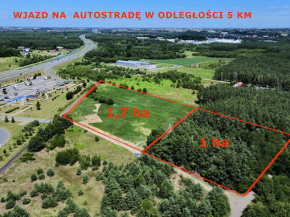 Działka inwestycyjna 1,7 ha Lubicz Dolny przy A1