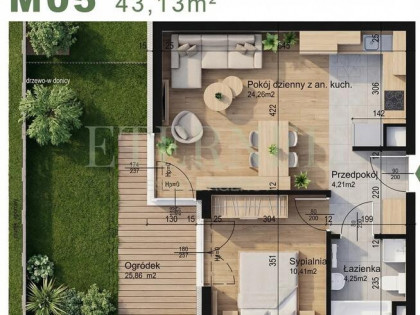 Funkcjonalne mieszkanie 2-pokojowe z ogródkiem 43m