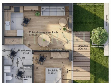 Mieszkanie 2-pokojowe z ogródkiem 45,48m Czyżyny