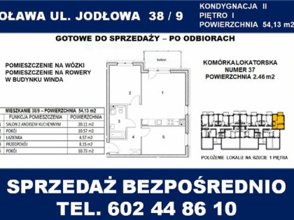 Oława ul.Jodłowa 3 pokoje-I piętro-54,13m2-balkon-winda