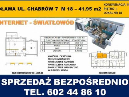 Oława ulica Chabrów 2 pokoje-Ip-41,95m2-balkon