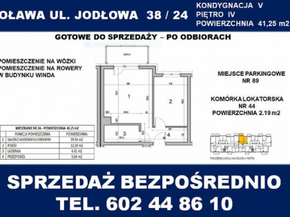 Oława 2 pokoje-IV piętro-41,25 m2-balkon-winda-