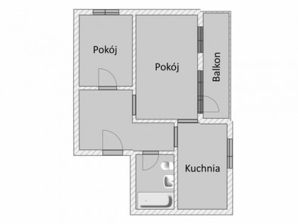 2 osobne pokoje + kuchnia, duży balkon. Turka