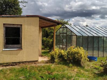 Działka ROD * Murowana altana * Duża solidna szklarnia *