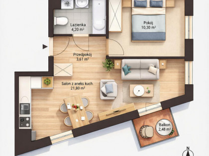 Promocja  narożne 2 pokoje Koszutka balkon