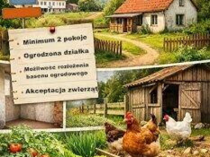 WYNAJMIEMY DOMEK Z DZIAŁKĄ, KRAKÓW LUB OKOLICE DO 100 KM
