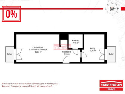 Przestronne 2 pokoje, 2 balkony