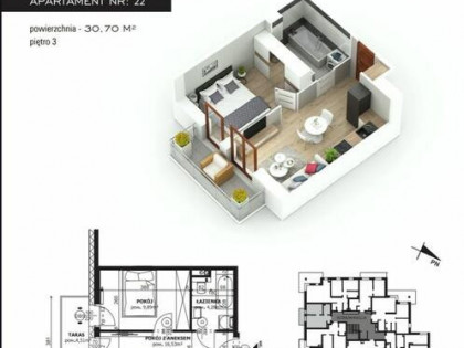 Nowe 2 pokoje z potencjałem antresoli, Villa Park, 31 m²