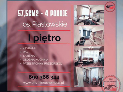 Przestronne mieszkanie 4-pok./ 1 piętro na Os. Piastowskim – Spokojna Lokalizacj