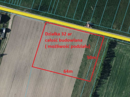 Działka 32ar budowlana w b. dobrej cenie Nowodwór
