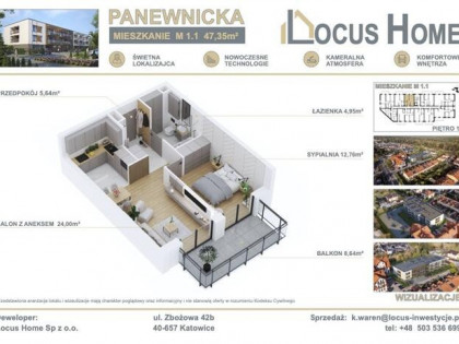Nowoczesne 2-pokojowe mieszkanie z balkonem M 1.1