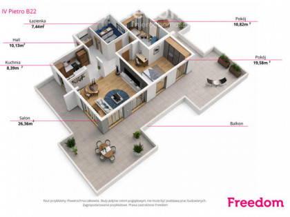 Apartament na ostatnim piętrze z dużym tarasem