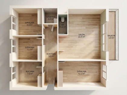 4 pokoje bez przechodnich | parter | loggia