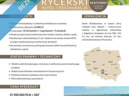 Oferta inwestycyjna – dochodowy hotel z gruntem inwestycyjnym 2 ha | Aglomeracja Śląska